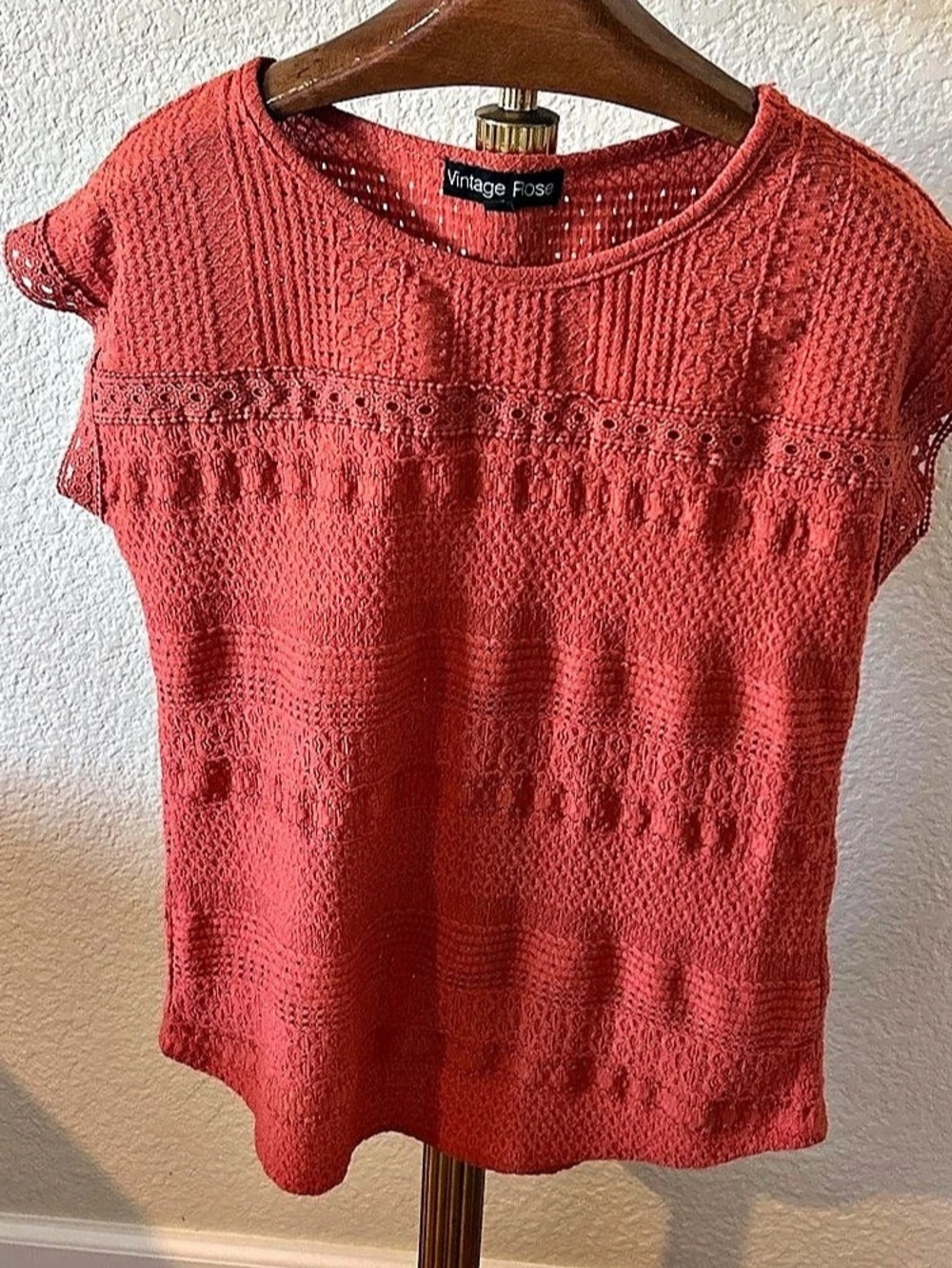 Vintage Fose Knit Short Sleeve Top in Red Like New